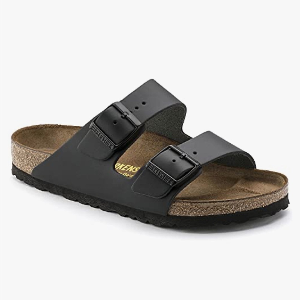 Birkenstock Black and Tan Arizona Sandals with Adjustable Straps Size 39